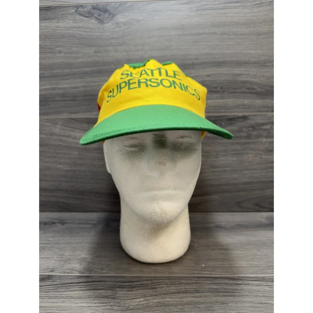Seattle Sonics NBA Vintage Logo Painters Budweiser Collab Hat Elastic OSFM